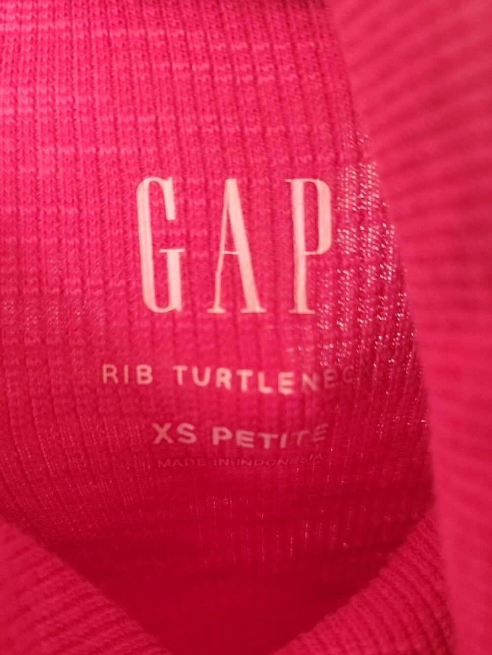 Gap Petite Crimson Red Ribbed Knit Turtleneck Long Sleeve Top XS XSP - Picture 3 of 3